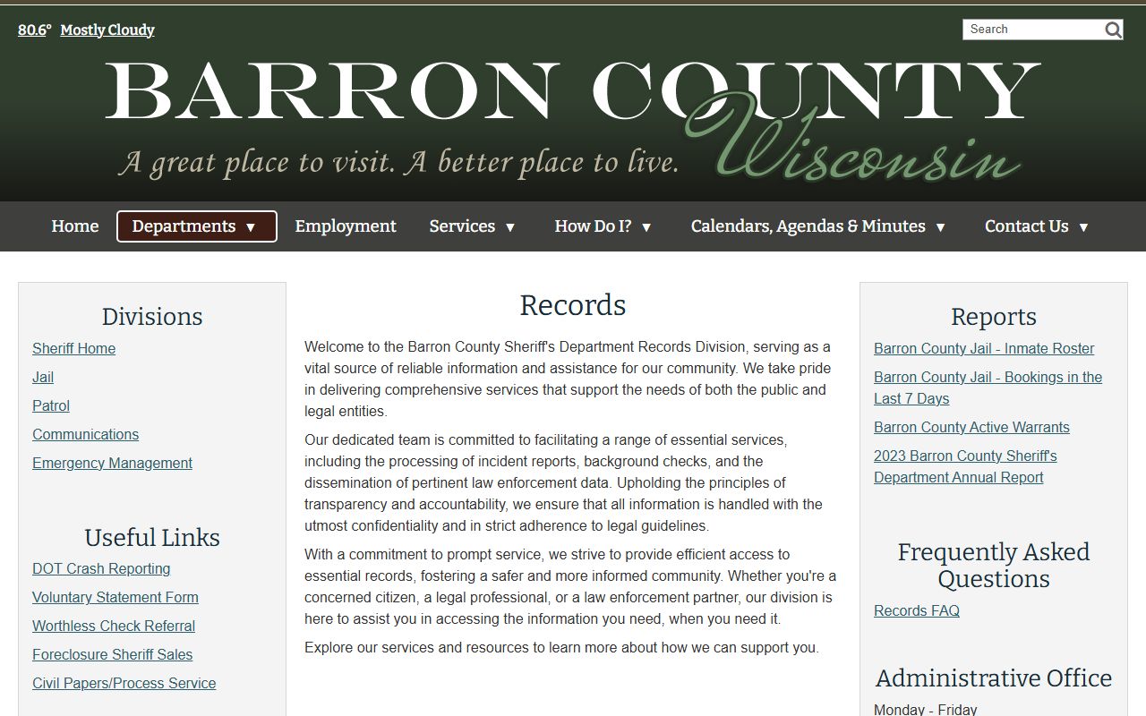 Barron County booking photo records request source