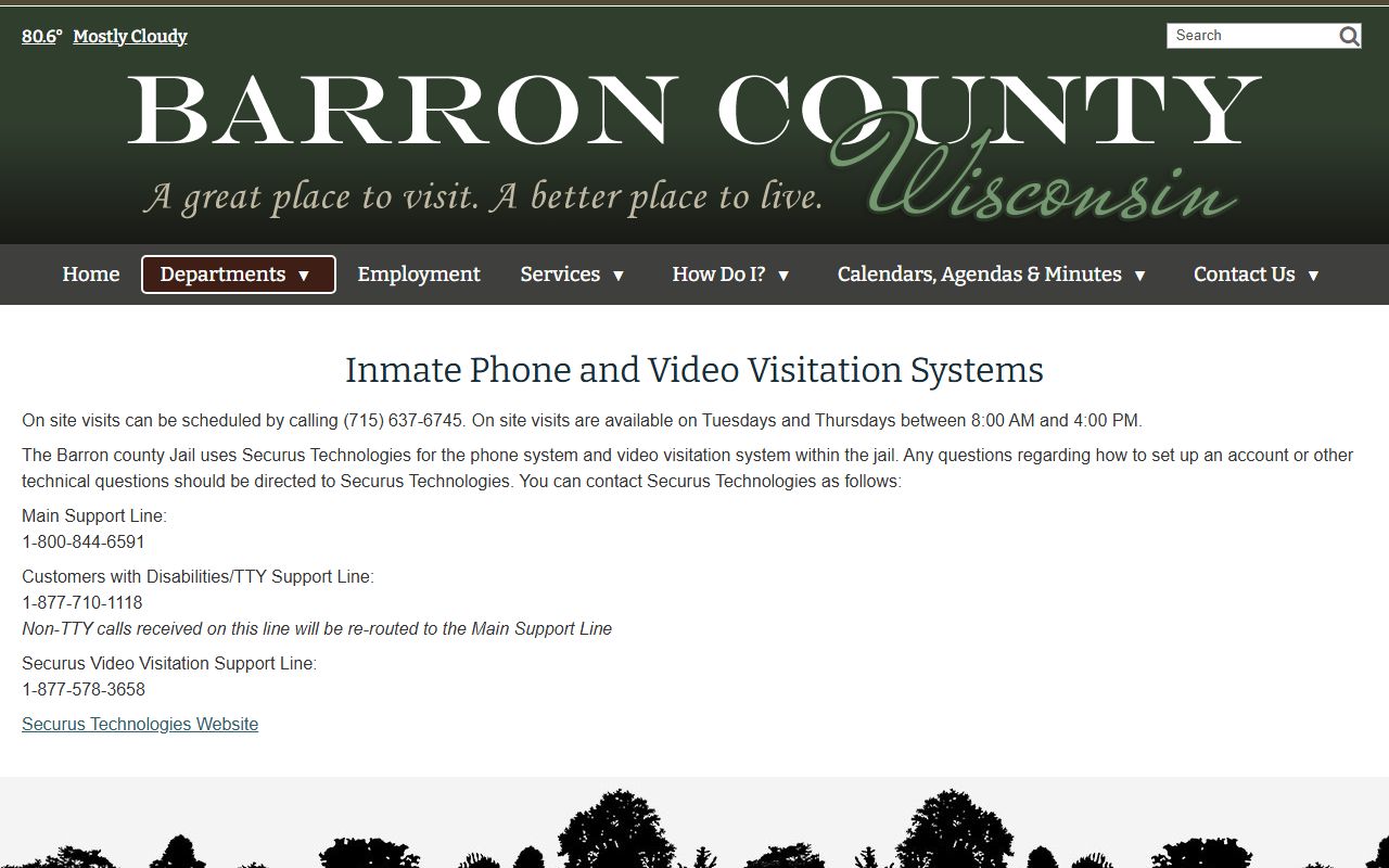 Barron County Jail FAQ for Securus phone and video visitation